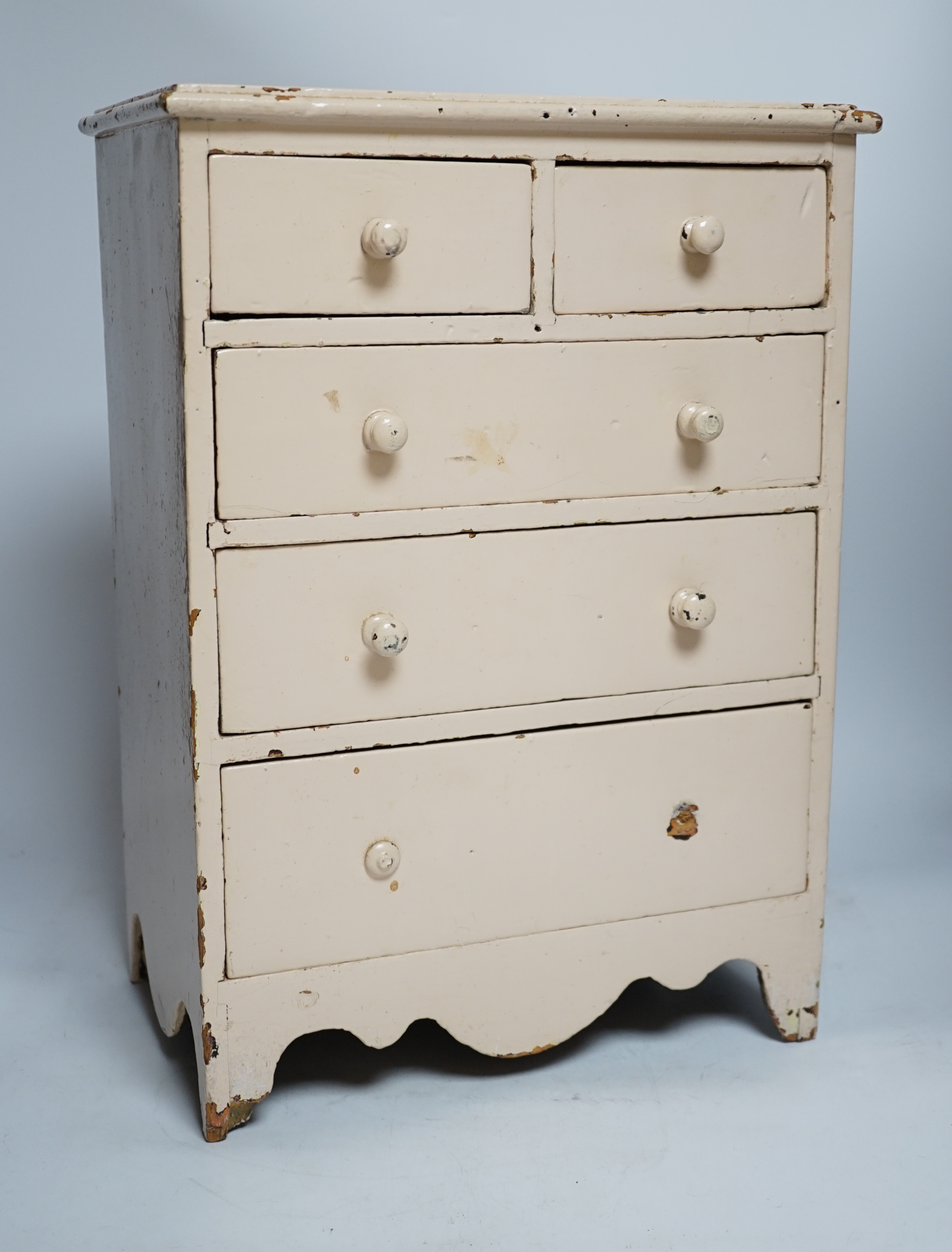 A Victorian miniature chest, later painted, width 32cm, height 44cm